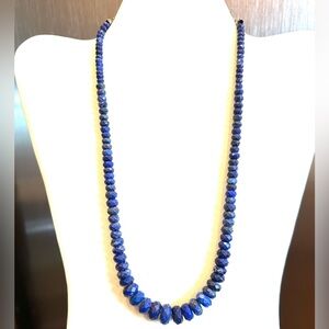 RARE Blue Lapis Jay King Faceted Graduated Bead Sterling Silver 18" Necklace